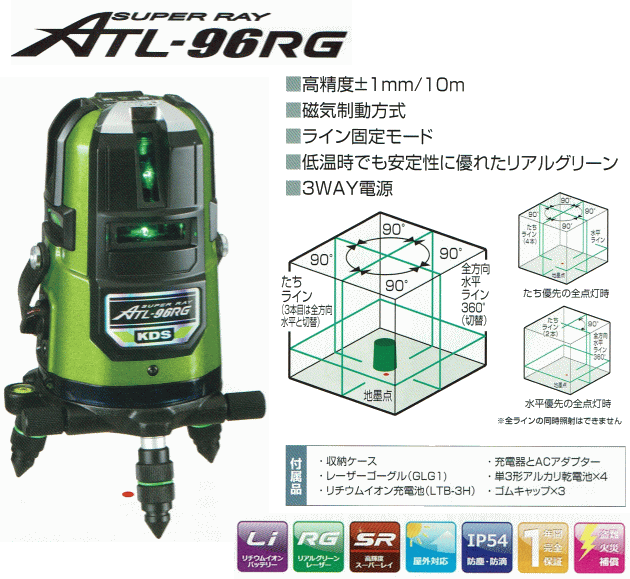 ムラテックKDS ATL-96RG レーザー墨出し器 リアルグりーン ☆志満屋商店☆